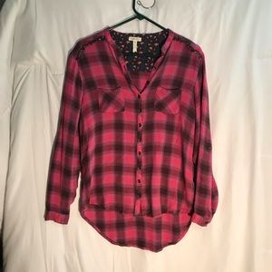 Pink and black flannel shirt